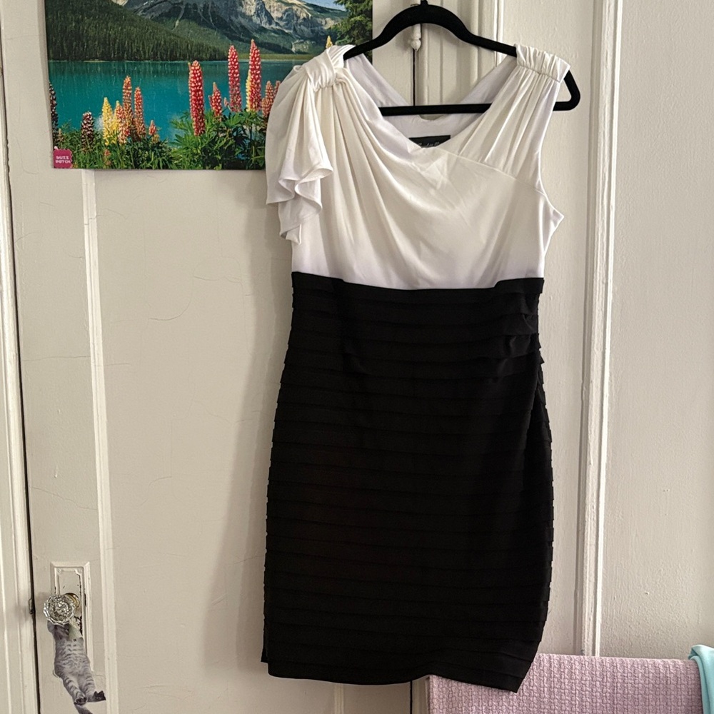 Scarlett Nite One Shoulder Black and White Dress
